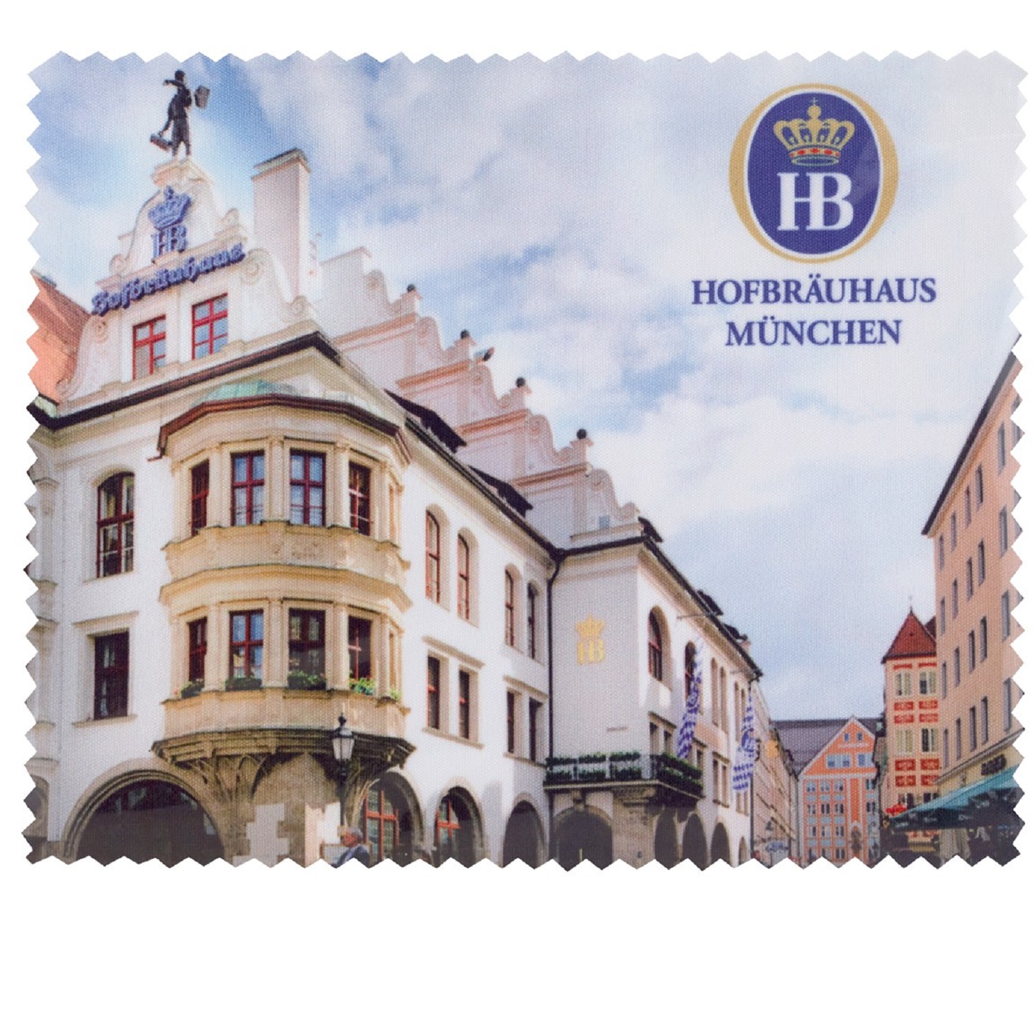 Brillenputztuch mit Hofbräuhaus München Motiv und Logo