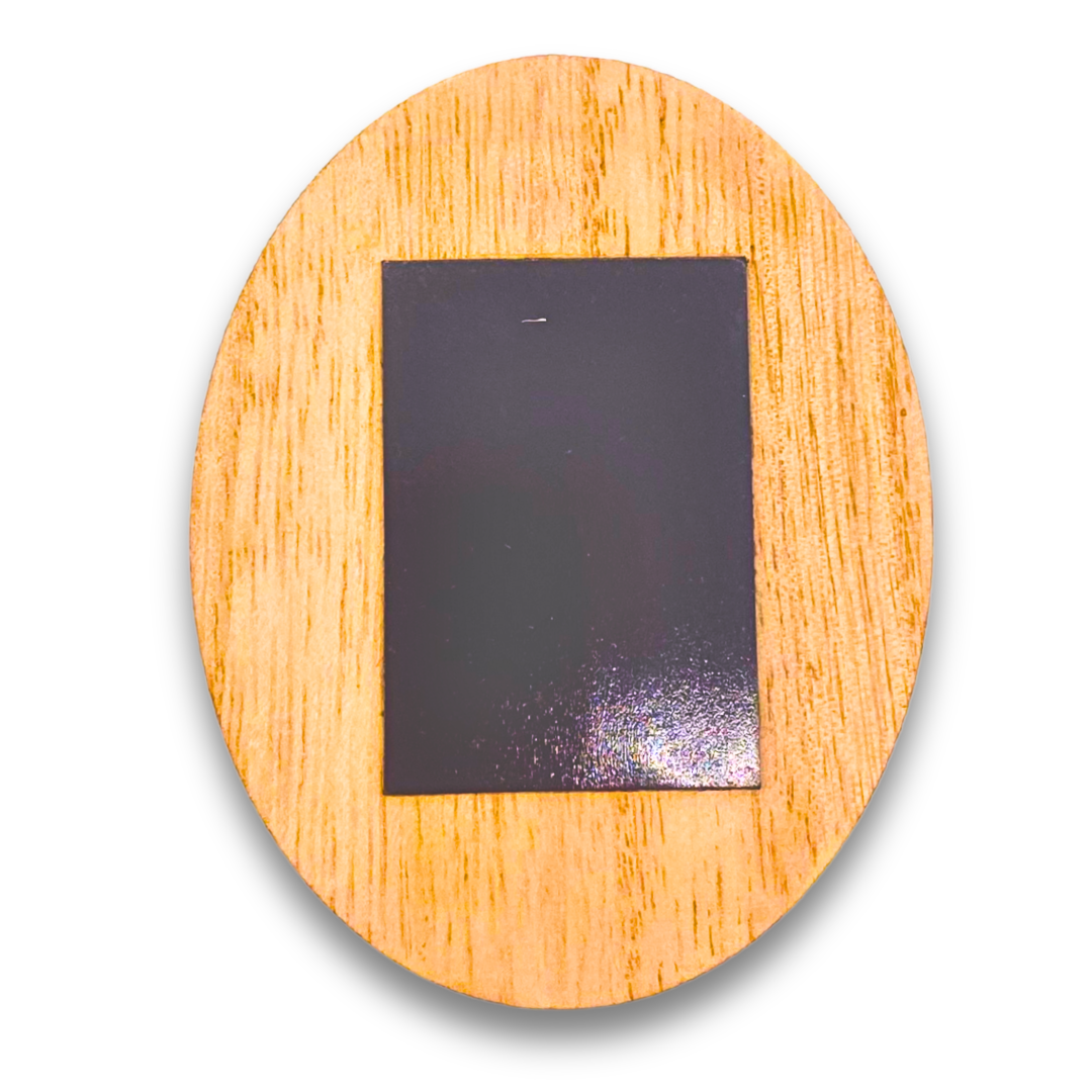 ovaler Holzmagnet Rückansicht ohne Motiv