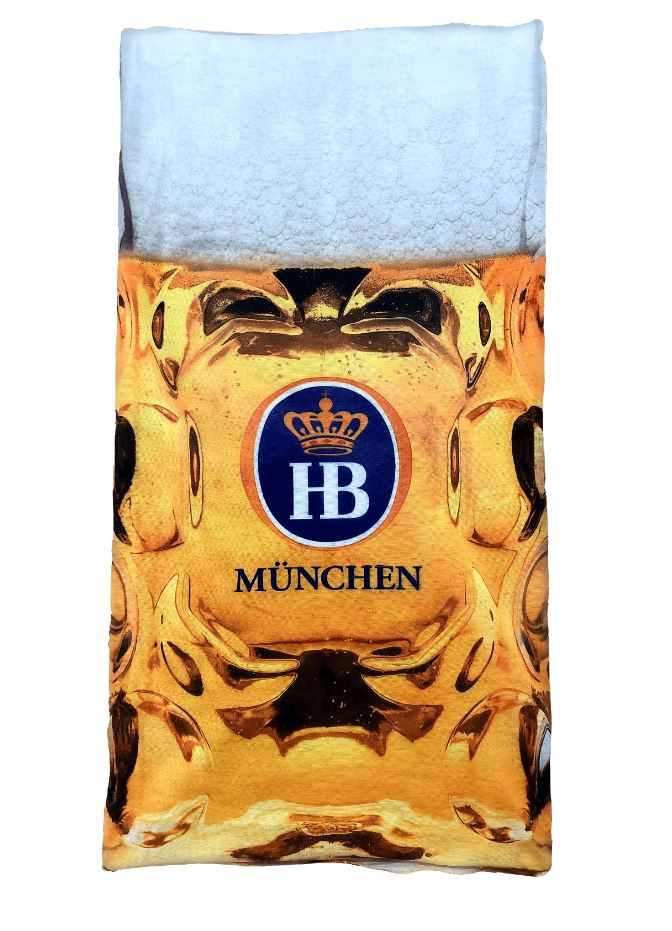 Multifunktionstuch im Maßkrug-Design mit HB München Logo, bedruckt mit Bier- und Schaumoptik