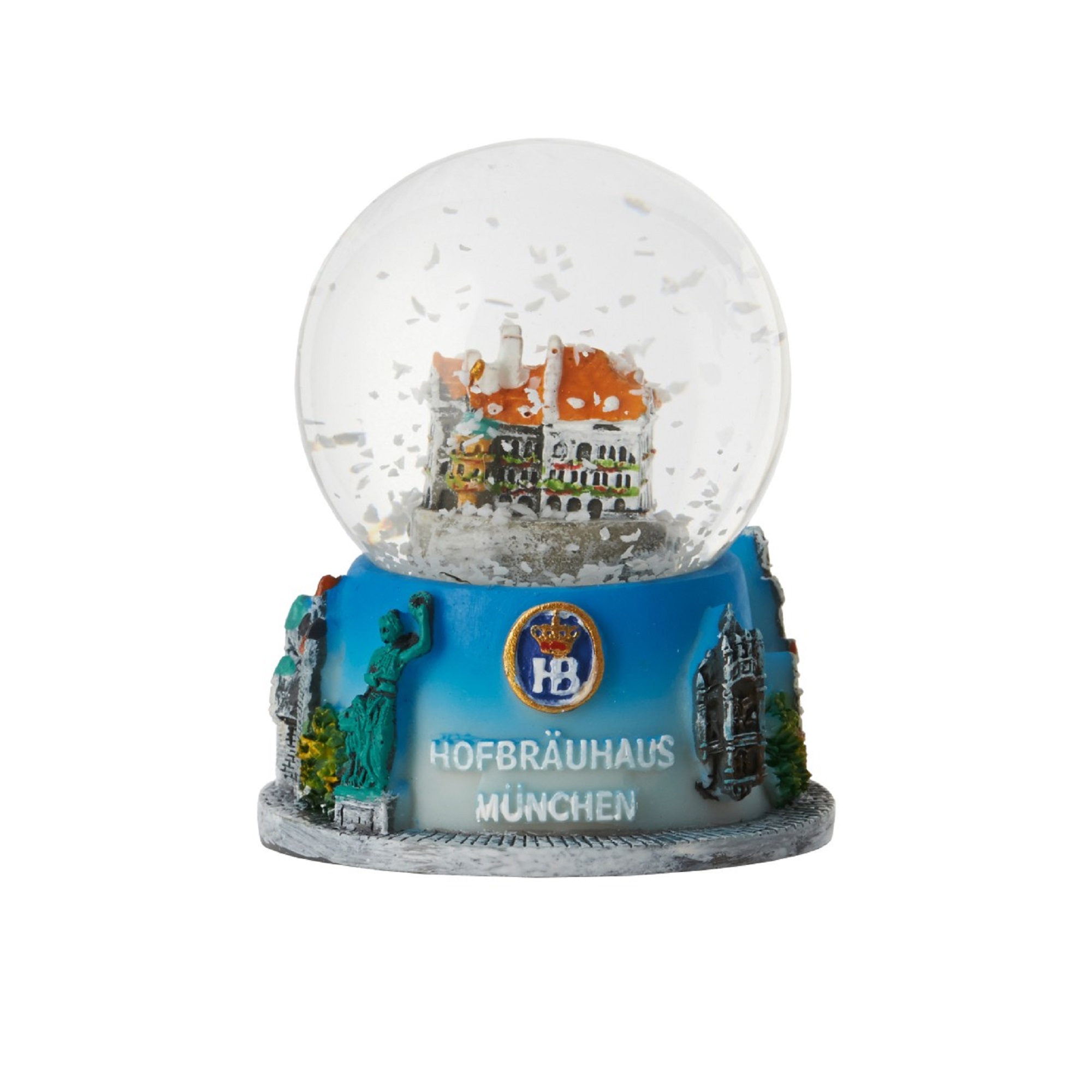 Schneekugel mit Hofbräuhaus München Motiv und Logo, 45 mm