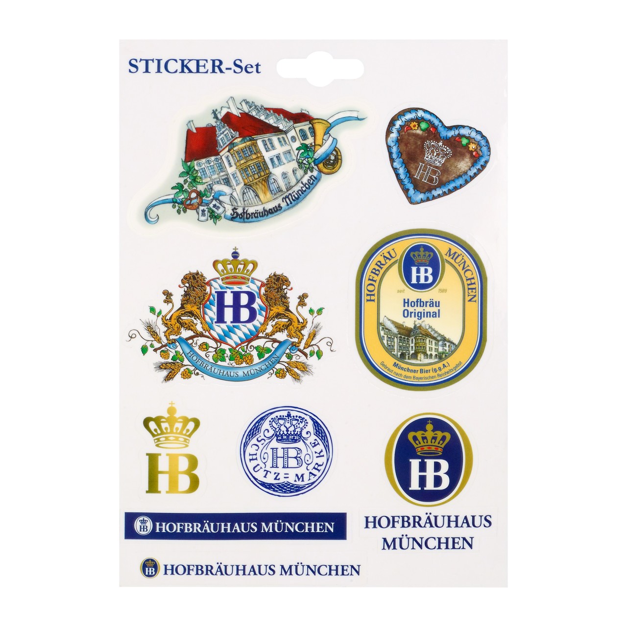 Sticker-Set Hofbräuhaus. In dem Set sind neun verschiedene Sticker in unterschiedlichen Designs und Größen enthalten